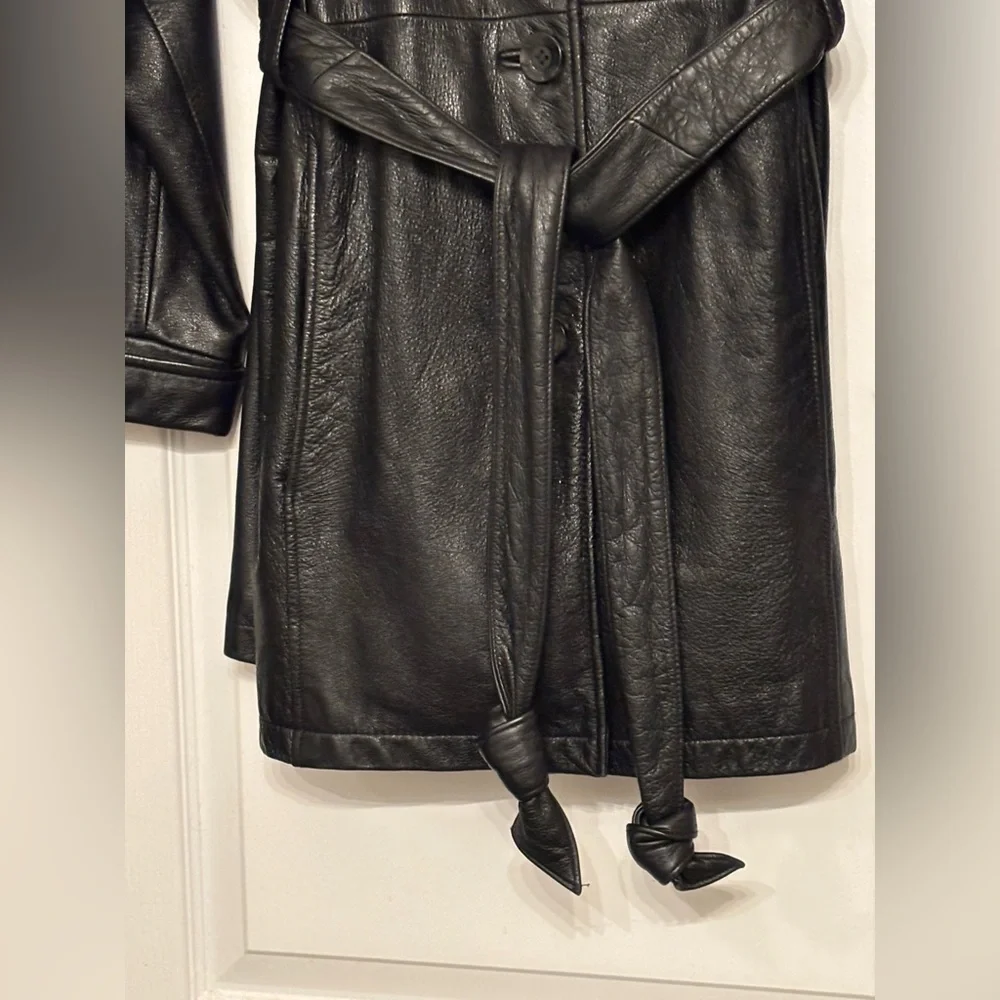Vintage Wilsons Leather Black Qtr Trench Coat With Belt Womens 1X 🖤🎄 - Picture 7 of 10